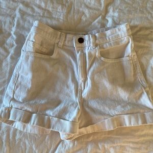 American apparel white denim shorts